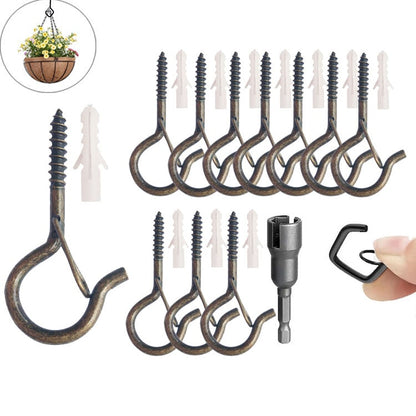 10pcs Square Snap Hanging Hooks - Anti-Drop Bonsai Hooks with Safety Buckles for Christmas Rope String Lights