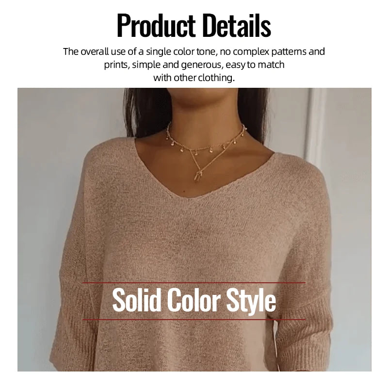 💥Last Day 49% OFF 💕Solid Color Knitted V-neck Top