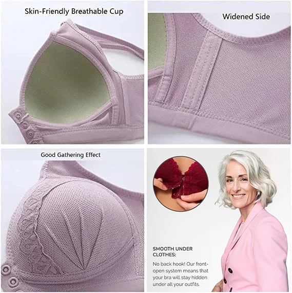 2023 breathable cotton bra with front button