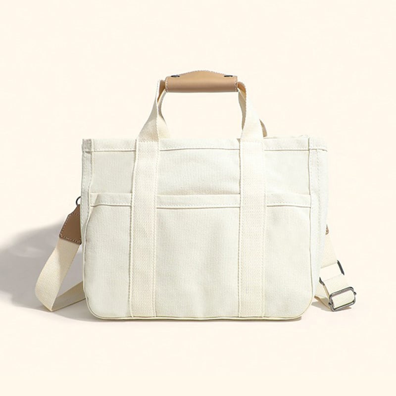 Canvas Tote Bag with Multi Pockets