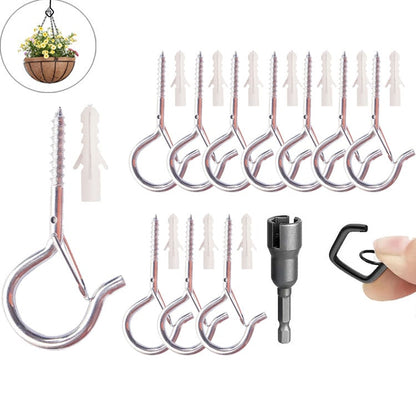 10pcs Square Snap Hanging Hooks - Anti-Drop Bonsai Hooks with Safety Buckles for Christmas Rope String Lights