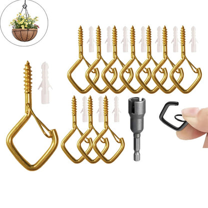 10pcs Square Snap Hanging Hooks - Anti-Drop Bonsai Hooks with Safety Buckles for Christmas Rope String Lights