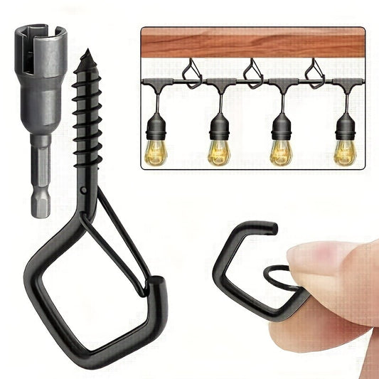 10pcs Square Snap Hanging Hooks - Anti-Drop Bonsai Hooks with Safety Buckles for Christmas Rope String Lights