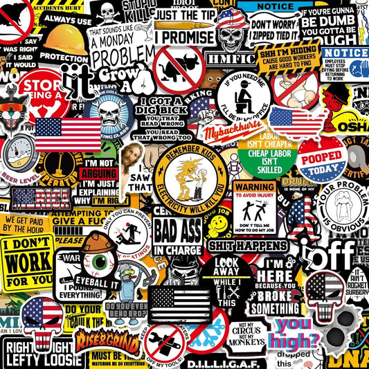 150pcs Hard Hat Stickers Pack(DIRTY) - Perfect for Helmets, Toolboxes..