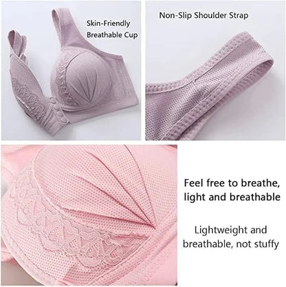 2023 breathable cotton bra with front button