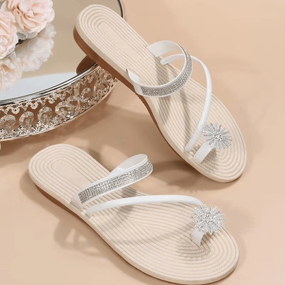 🔥Summer Discount - 50% OFF🌹2024 Summer New Shiny Flat Shoes Rhinestone Sandals