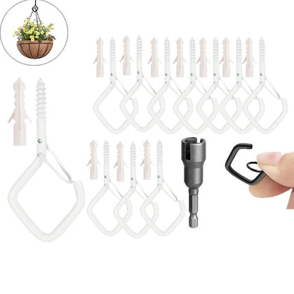 10pcs Square Snap Hanging Hooks - Anti-Drop Bonsai Hooks with Safety Buckles for Christmas Rope String Lights