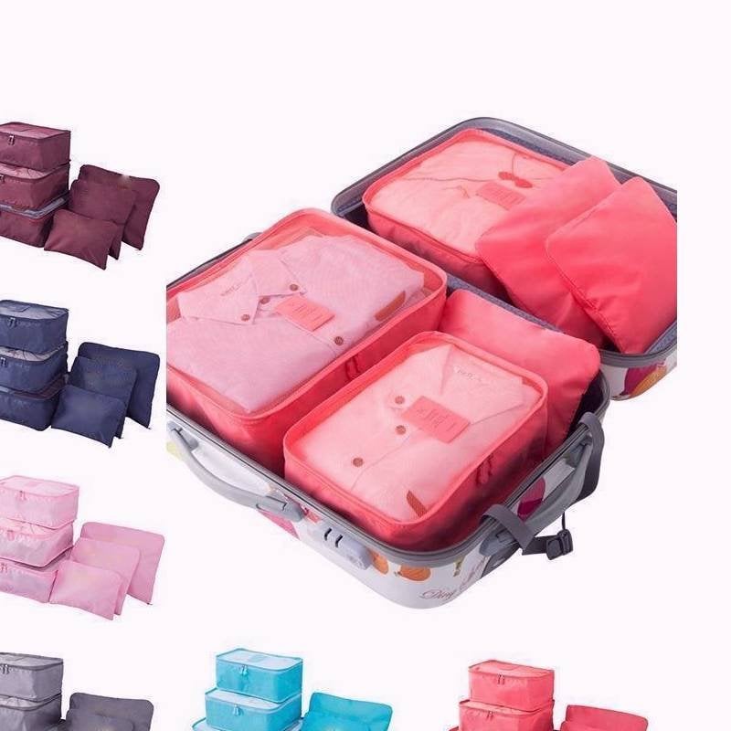 6 pieces portable luggage packing cubes