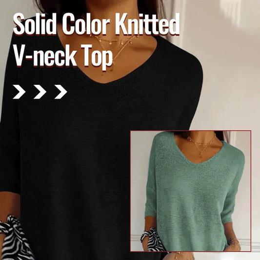 💥Last Day 49% OFF 💕Solid Color Knitted V-neck Top