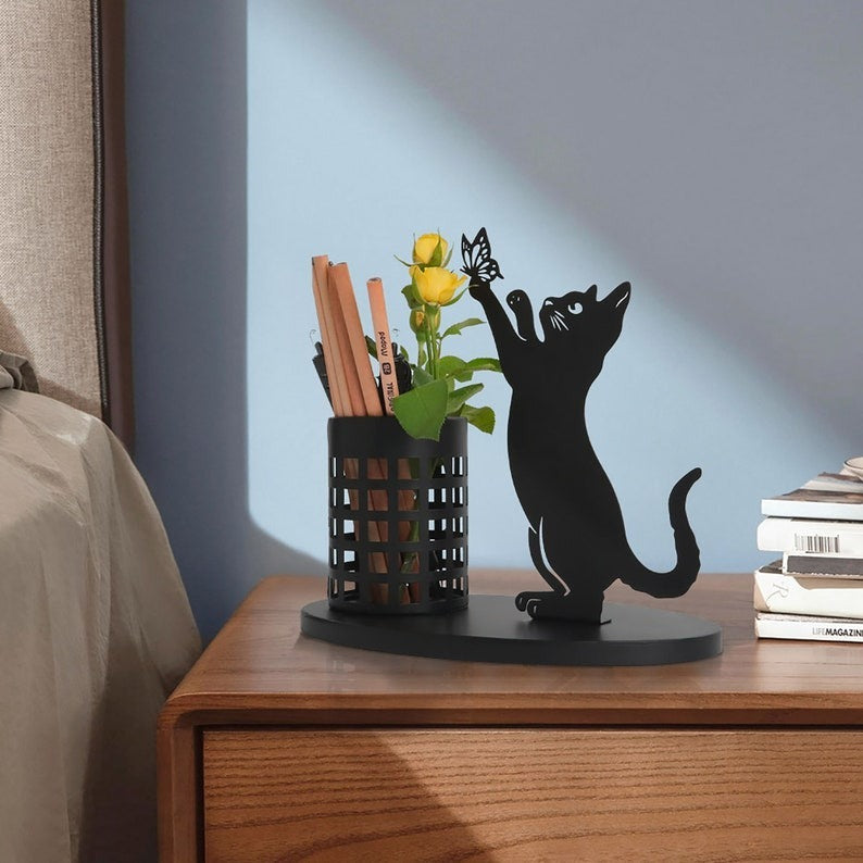 Best Gift - 😻Black metal cat pen holder🐈