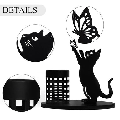 Best Gift - 😻Black metal cat pen holder🐈