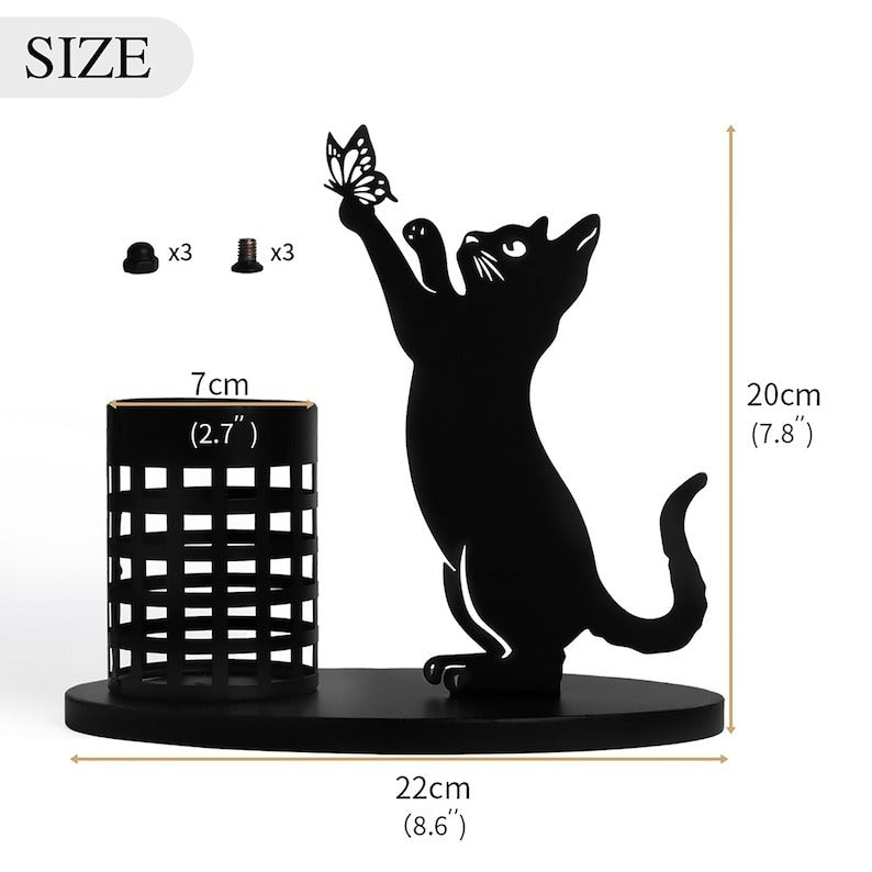 Best Gift - 😻Black metal cat pen holder🐈