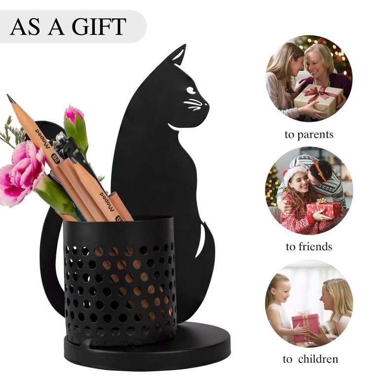 Best Gift - 😻Black metal cat pen holder🐈