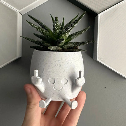 🤣Smiling Plant Pot With Middle Fingers Up